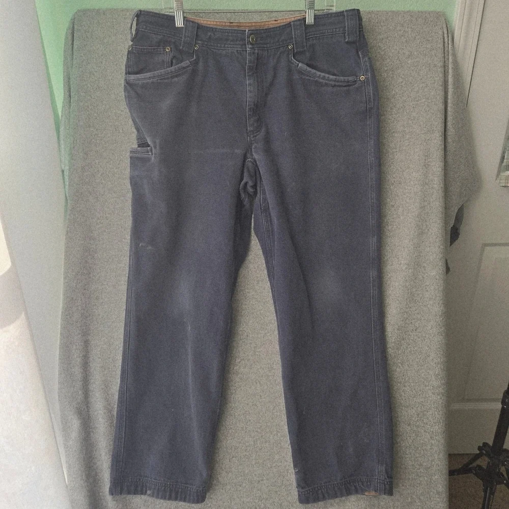 Duluth Trading Fire Hose Carpenter Pants‎ Mens 38x32 Gray Cotton Canvas Workwear